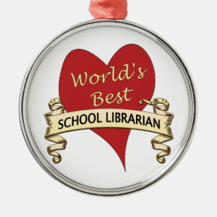 Den bäst världen skolar bibliotekarien julgransprydnad metall