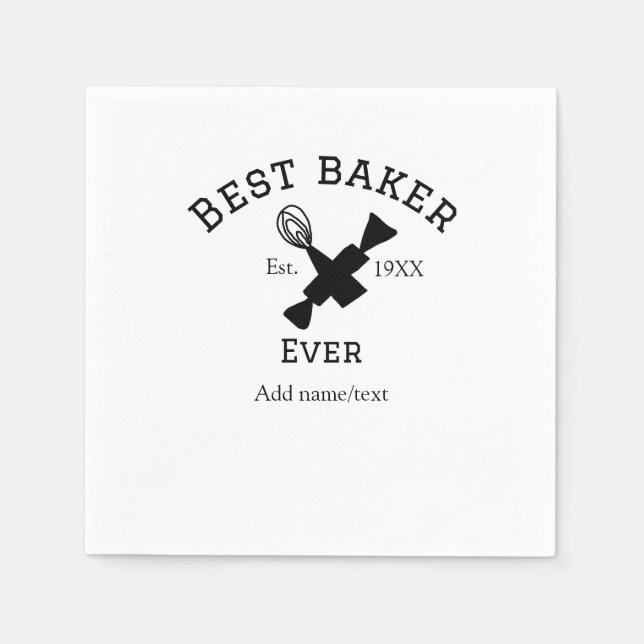 Den bästa bakaren lägger till namn-text som bakar  pappersservett (Framsidan)