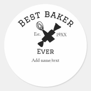 Den bästa bakaren lägger till namn-text som bakar runt klistermärke