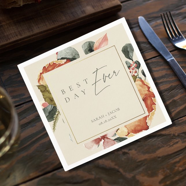 Den bästa dagen någonsin, Eleganten Garden Wedbröl Pappersservett (Best Day Ever Elegant Garden Wedding Napkins)