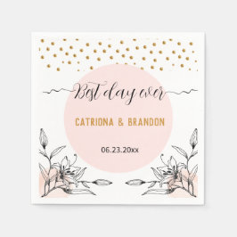 Den bästa dagen någonsin moderna Rosa Black Flower Pappersservett