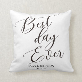 den bästa dagen någonsin, personligt bröllop-gåva  kudde
