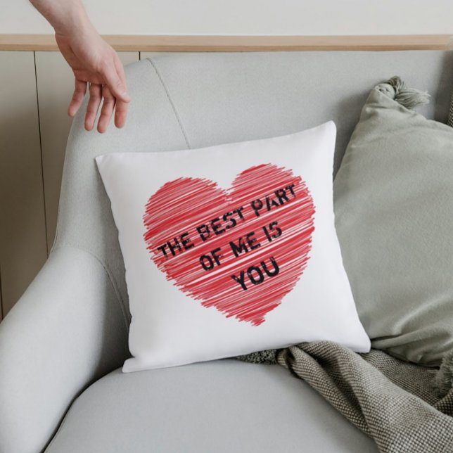 Den bästa delen av min romantiska text i ett rött  kudde (Skapare uppladdad)