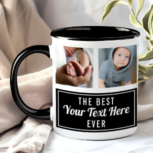 Den Bästa Din Text Här Någonsin Svart Kolla Fotogr Mugg