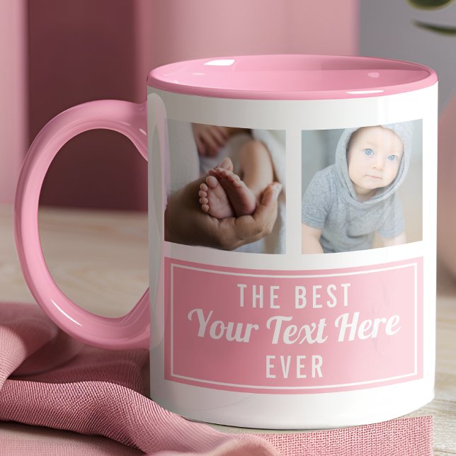 Den Bästa Din Text Här Närgån Pink Anpassad Foto Mugg (Skapare uppladdad)