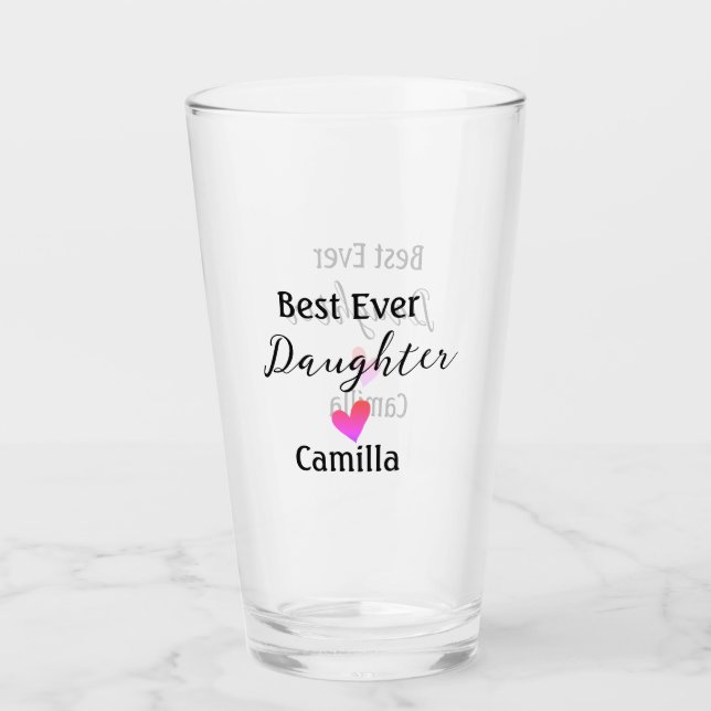 Den bästa dottern lägger till namn pappa mamma dot glaskopp (Framsida)