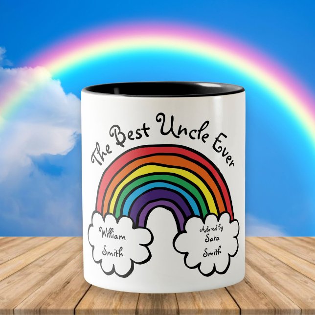 Den bästa farbrorn någonsin regnbåge Två-Tonad mugg (The Best Uncle Ever Rainbow Two-Tone Coffee Mug)