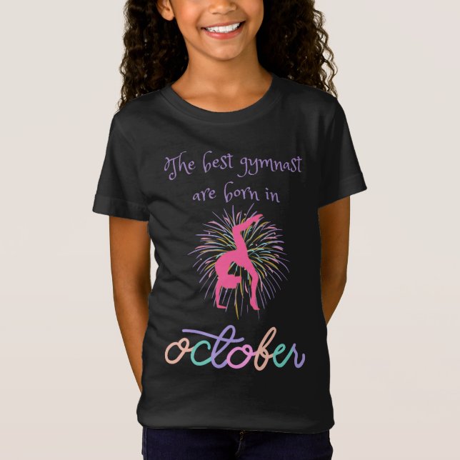 Den bästa gymnasten föds i oktober t shirt (Framsida)