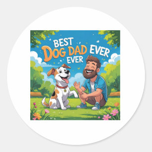 Den bästa Hund-Pappa någonsin-Tecknaden - stor fäs Runt Klistermärke