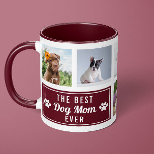 Den Bästa Hundmamman Någonsin Burgundy Djur Collag Mugg