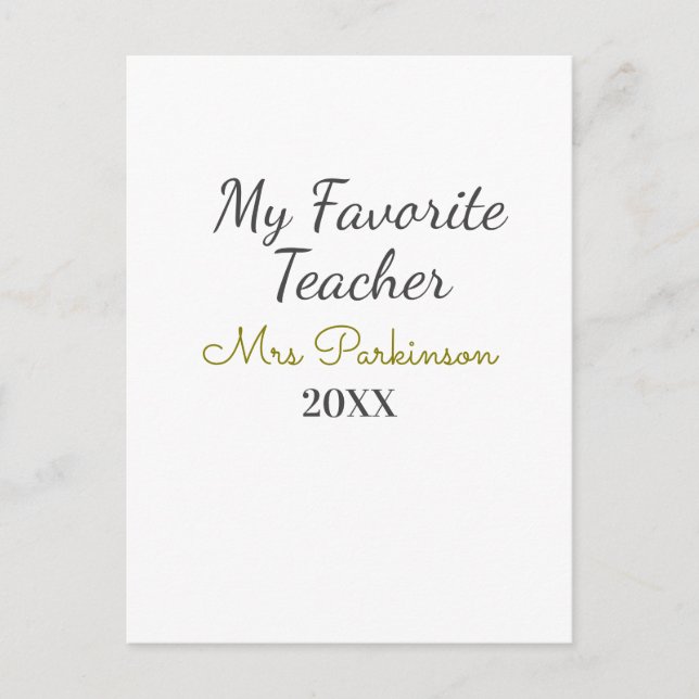 Den bästa läraren lägger till namn datum år efter  vykort (Framsida)