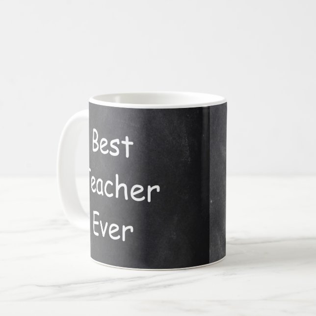 Den bästa läraren någonsin i Chalkboard Design Gif Kaffemugg (Framsida vänster)