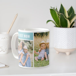Den Bästa Mamma Aqua Fotokollage Kaffemugg