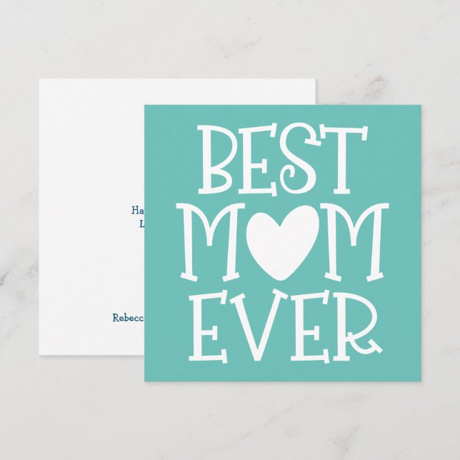 Den bästa Mamma-Morsa någonsin, rödhjärtvit textte Julkort (Fram/baksida)