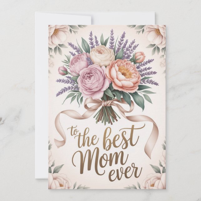 Den Bästa Mamma Någonsin Blommig Kort (Framsida)
