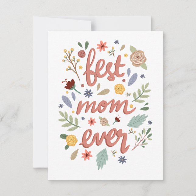 Den bästa Mamma någonsin Blommigten Mor dag Kort (Framsida)