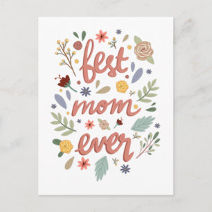 Den bästa Mamma någonsin Blommigten Mor dag Vykort