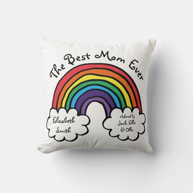 Den Bästa Mamma Någonsin Färgglad Regnbåge Mors Da Kudde (Framsida)