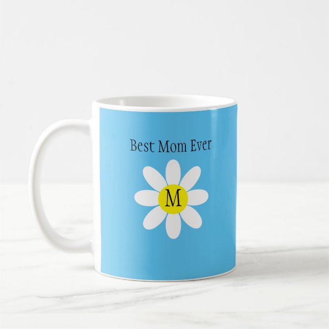 Den bästa Mamma någonsin vita Daisyn Himlar Blue - Kaffemugg (Vänster)