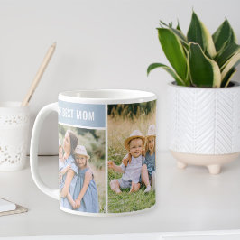 Den Bästa Mamman Dusty Blue Foto Collage Kaffemugg