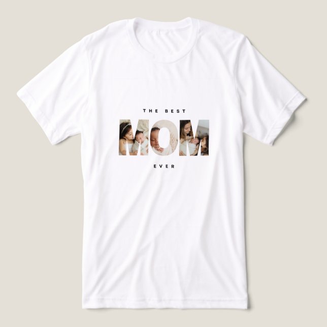Den bästa mamman någonsin – Foto Collage Typografi T Shirt (Design Framsida)