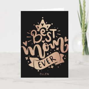 Den bästa mamman någonsin Svart Guld Typografi Mam Kort