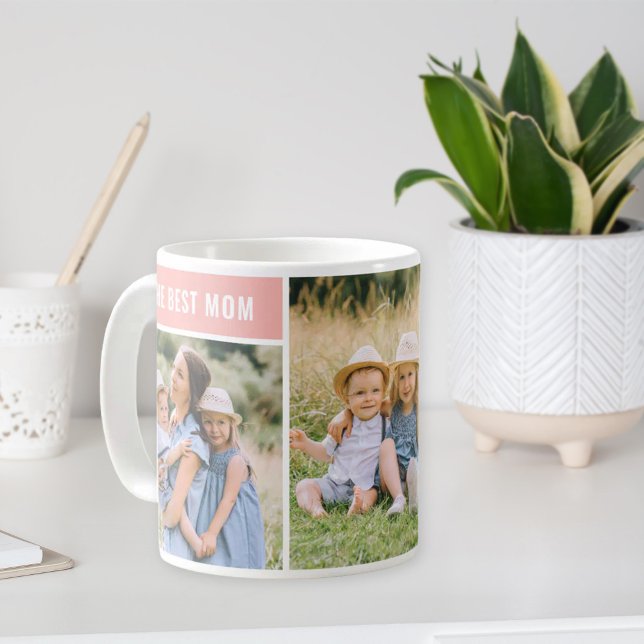 Den Bästa Mamman Rosa Foto Collage Kaffemugg (Skapare uppladdad)
