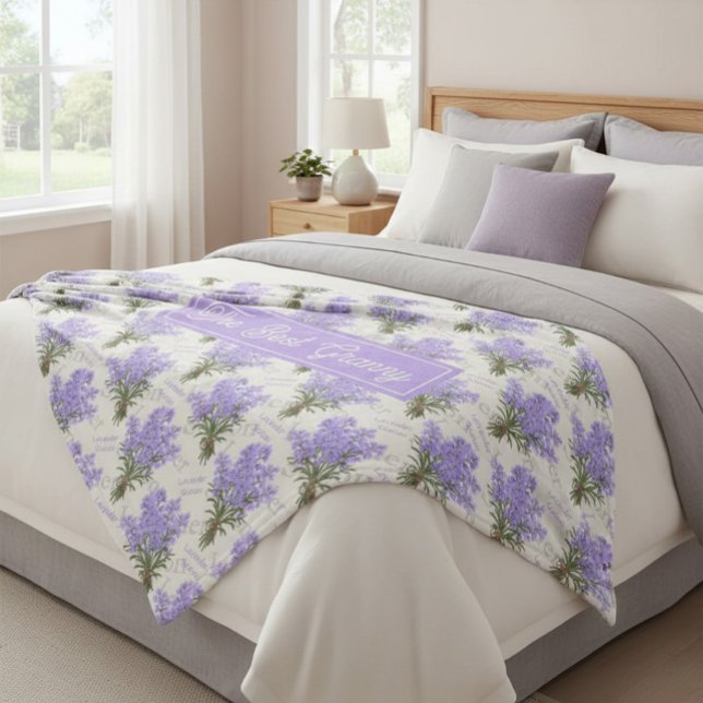 Den Bästa Mormor Lavendel Blommig Mysig Fleecefilt (Skapare uppladdad)