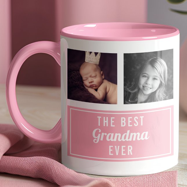 Den bästa mormor någonsin Rosa collage foto Mugg (Skapare uppladdad)