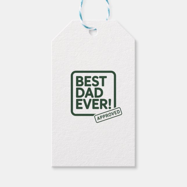 Den bästa Pappa någonsin godkända textdesignen Presentetikett (Framsidan)