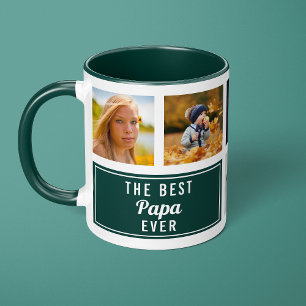 Den bästa pappa någonsin Grön kolla Custom Photo Mugg