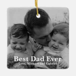 Den bästa Pappa någonsin-personligen, fotopilen Julgransprydnad Keramik