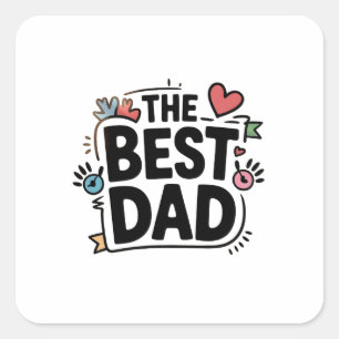 Den bästa Pappa-textdesignen Fyrkantigt Klistermärke