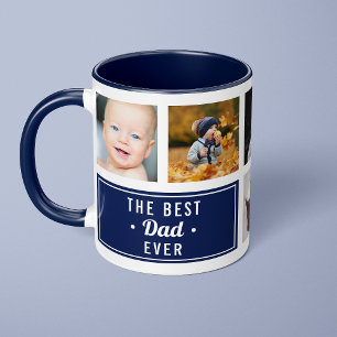 Den Bästa Pappan Någonsin Blå Anpassad Fotokollage Mugg