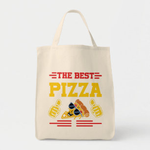 Den Bästa Pizza T-Shirt Rolig Mat Tjej Tröja Tygkasse