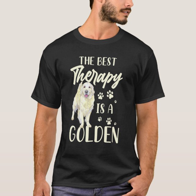 Den bästa terapin är en gyllene doodle hund hundäg t shirt (Framsida)
