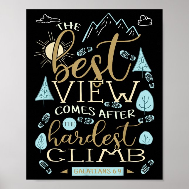 Den bästa vyn kommer efter den svåraste klätterbry poster (Framsidan)