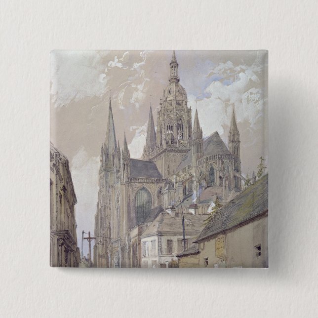 Den Bayeux domkyrkan, beskådar från southeasten Knapp (Framsida)