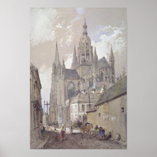 Den Bayeux domkyrkan, beskådar från southeasten Poster