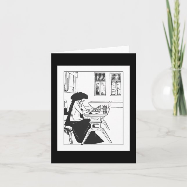 Den Beardsley Isolde art nouveau noterar kortet Kort (Framsida)