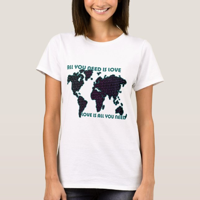 Den Beatles all världen som du behöver, är kärlek T Shirt (Framsida)