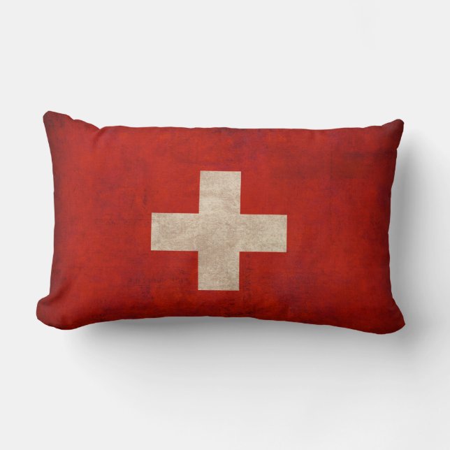 Den bedrövade Schweitz flagga kudder Lumbarkudde (Framsida)