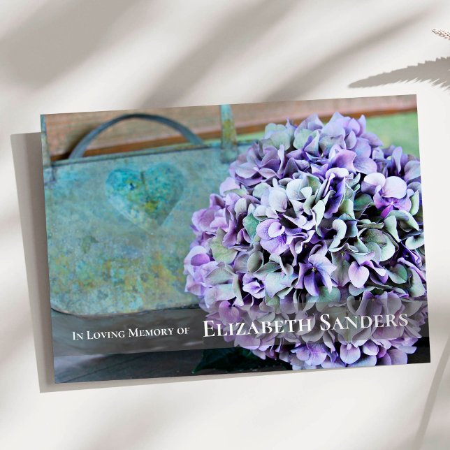 Den begravnings- vanlig hortensia för tackkort | & kort (Hydrangea and handbag funeral thank you card)