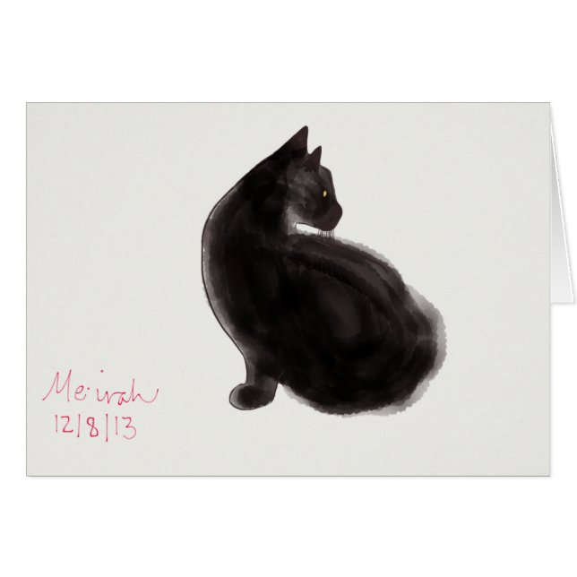 Den behagfulla svart katten smyckar kortet OBS kort (Framsidan Horizontal)