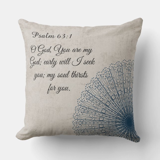 Den beige DoilyPsalm63:1 kudder Kudde (Framsida)