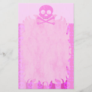 Den bekymrade rosa skallen flammar brevpapper