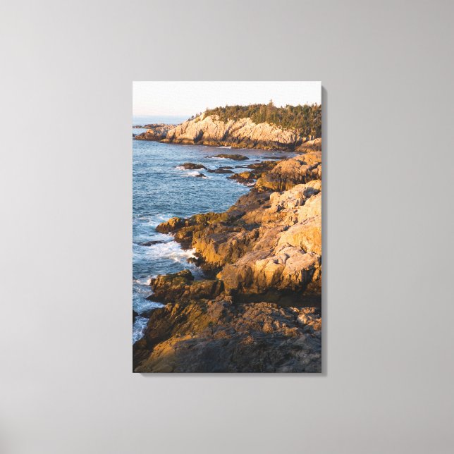 Den bergiga kusten vid Isle au Haut i Maine's Canvastryck (Framsida)