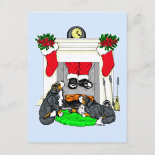 Den Bernese Mt hunden Santa tappar in Helg Vykort