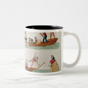 Den berömda jousten mellan lancersna Två-Tonad mugg