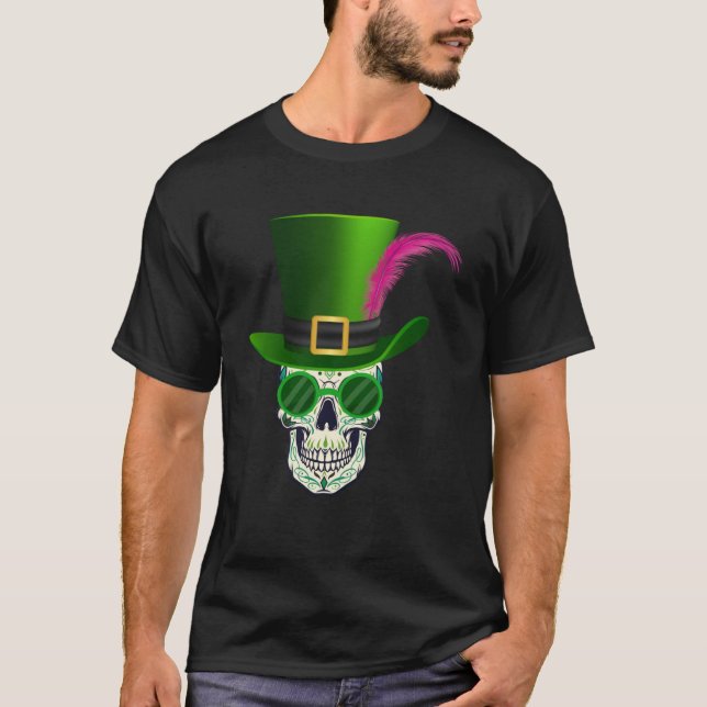 Den berömda Sugar Skull Saint Patricks Day Dead Pu T Shirt (Framsida)